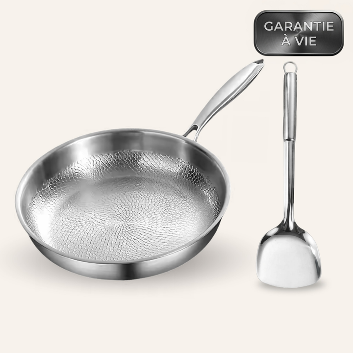 Poêle en titane martelée + spatule