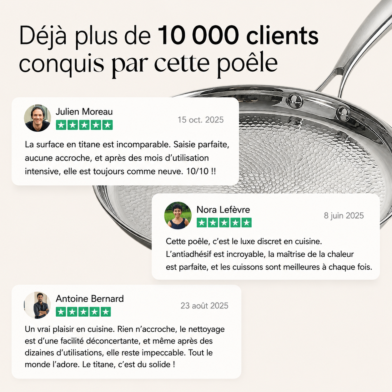Poêle Martelée en Titane + Spatule