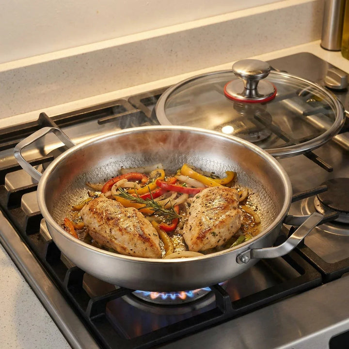Poêle à Sauté en Titane à Deux Poignées